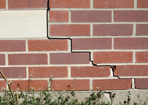 a foundation wall crack on a Athens home.