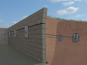 A graphic illustration of a foundation wall system installed in Greeneville