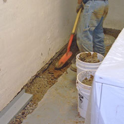 Digging a trench for a French Drain system in Knoxville