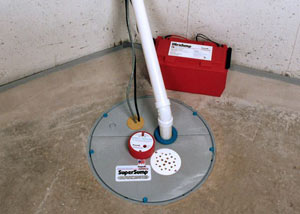 A sump pump system with a battery backup system installed in Greeneville