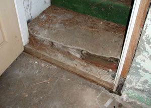 A flooded basement in Blountville where water entered through the hatchway door