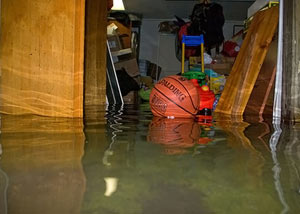A flooded basement bedroom in Crossville