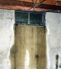 Flooding through basement windows in a Harrison home.