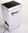 An installed crawl space dehumidifier with a self-draining design